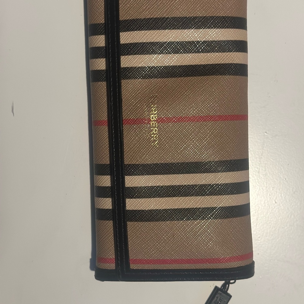 Burberry Beige and Black Striped Wallet